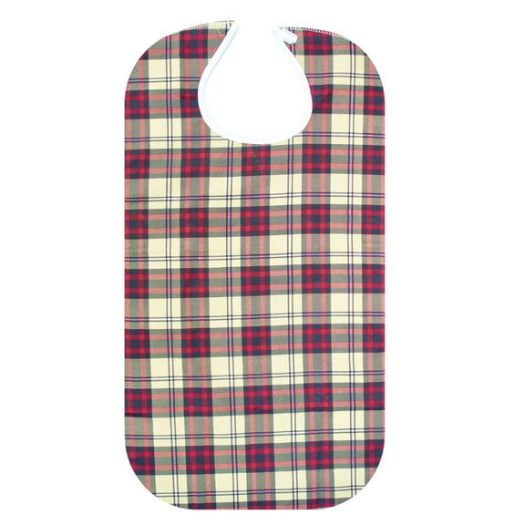 RMS Adult Bib Washable Reusable Waterproof Clothing Protector with Vinyl Backing (Checks)