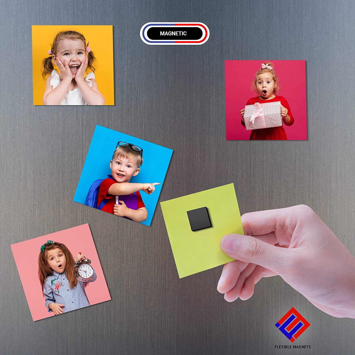 Pack of 100 Flexible Magnetic Squares with Adhesive, 60 mil Thick, 1x1 inch Square. Ideal for DIY Projects at Home - Office - Auto - Shop - Crafts and More!
