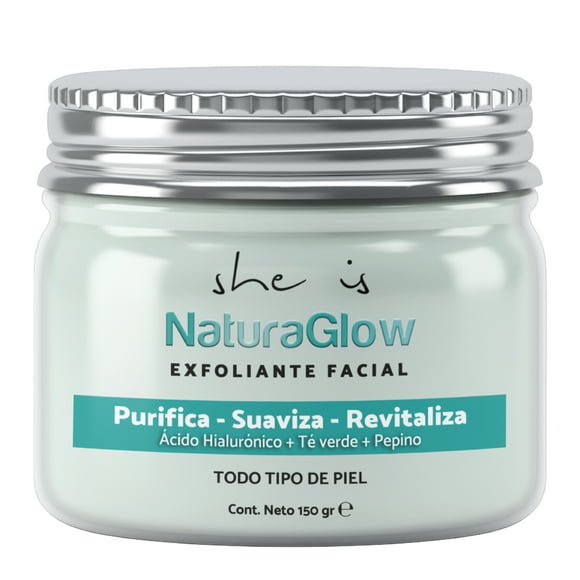 Exfoliante Facial Limpieza profunda con Ác. Hialurónico, Té verde y Pepino 150gr She is skincare