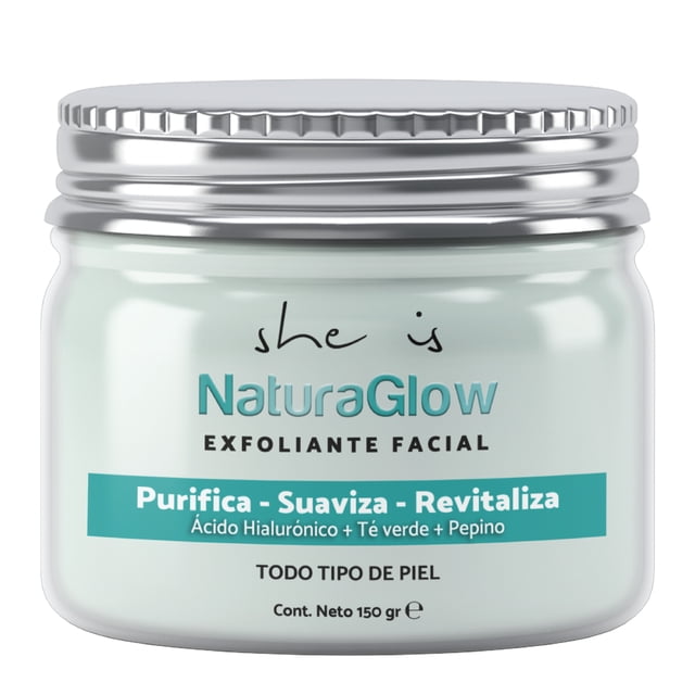 Exfoliante Facial Limpieza profunda con Ác. Hialurónico, Té verde y Pepino 150gr She is skincare