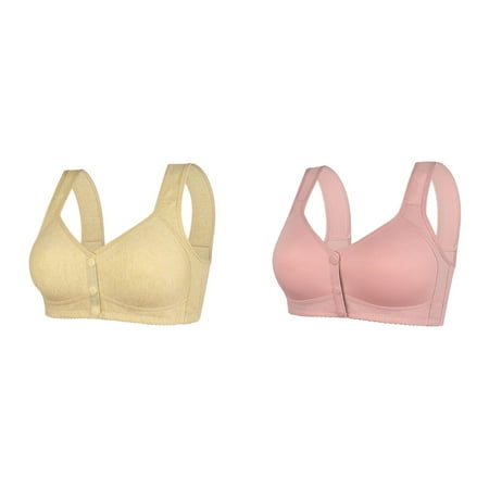 Kcodviy 2 Pcs Womens No Steel Ring Women Bras Plus Size Front Close Bra T Women Bras Wireless Back Plus Size Seamless Super Push Up Bra Unlined Bra for Large Running one Shoulder Sports Bra Bust