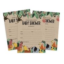 Inkdotpot 30 Kraft Fill In StyleBaby Shower Invitation Cards Jungle Animals Gender Neutral Blank Invites