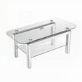 thumbnail image 4 of Glass Coffee Table for Livingroom and Waiting Area, 20"D x 40"W x 18"H, Featuring Mirrored Stainless Legs and Easy Assembly, 4 of 10