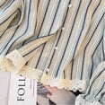 thumbnail image 5 of Ladies Lace Striped Long Sleeve Blouse Crew-neck Single Breasted Loose Version, 5 of 9