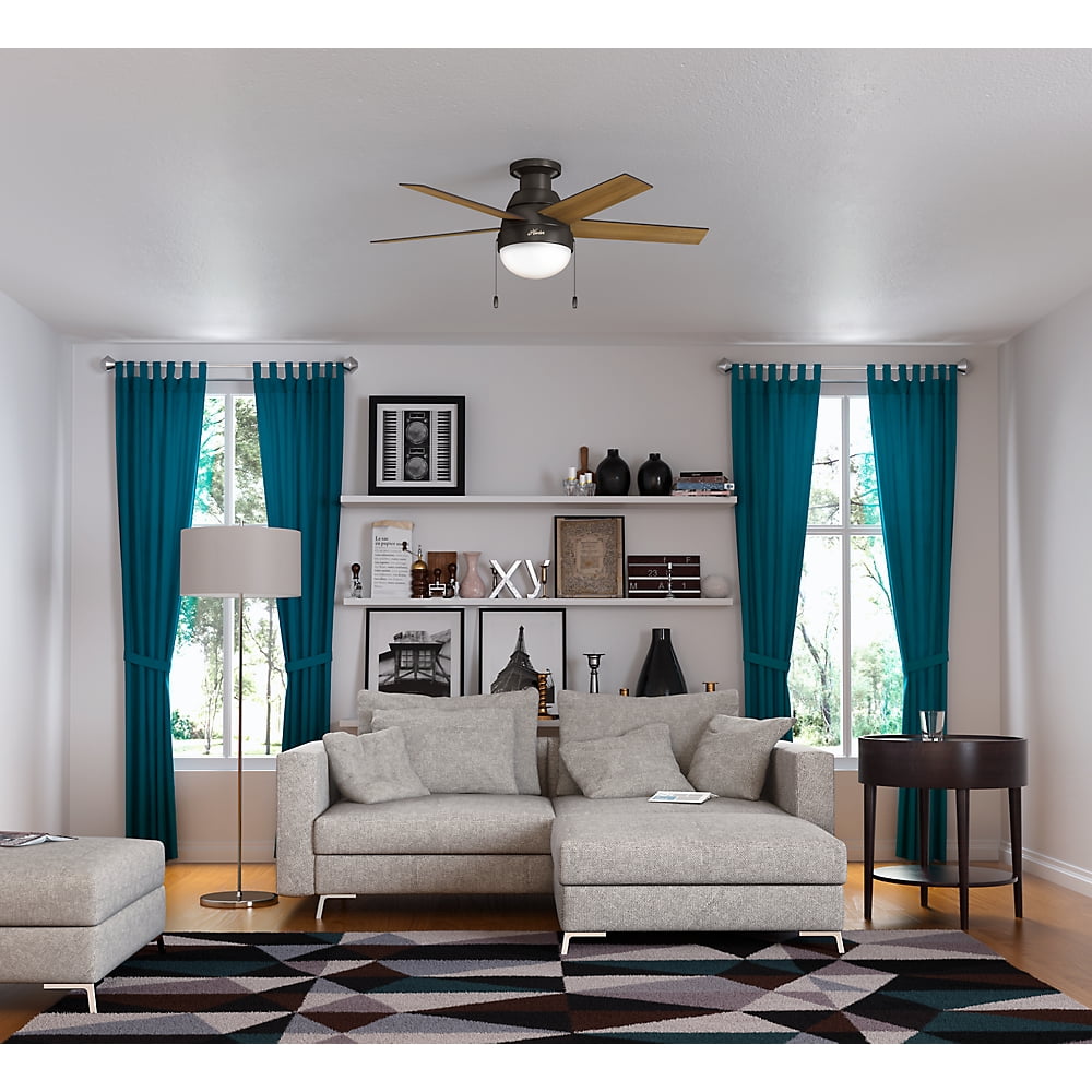 Hunter 46 Anslee Low Profile Fresh White Ceiling Fan With Light Hunter 46 Anslee Low Profile Fresh White Ceiling Fan With Light Com