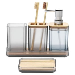Fun Beach Theme Bathroom Accessories Set - 4 Piece Includes Soap Dispenser, Tumbler, Holder & Dish