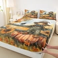 thumbnail image 3 of Manfei Cute Farm Screcrow Bed Sheets,Hello Fall King Sheets,Autumn Harvest Pumpkin Maples Sheet Set For Teens,Luxury Bedroom Decor,4-Piece, 3 of 7