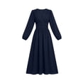thumbnail image 5 of qafoshin Womens Polka Midi Dresses Elegant Long Sleeve V Neck Flowy Dress Vintage Fall Trendy Dress, 5 of 6