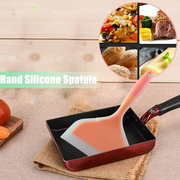 Kuluzego Orange Hand Silicone Spatula Silicone Pancakes Shovel Nonstick Wide Turner