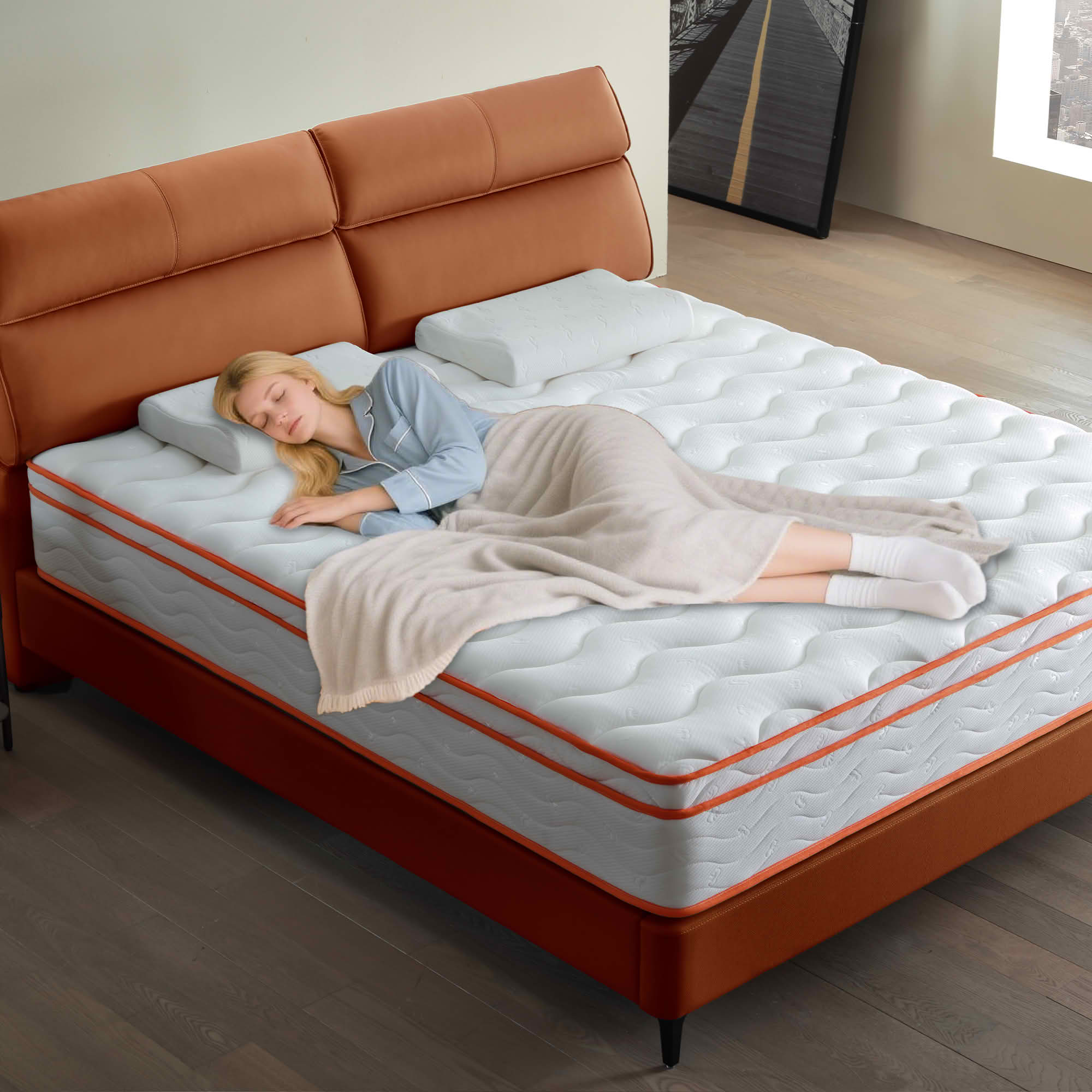 MAYEERTY Medium Hybrid Innerspring Mattress in a Box, CertiPUR-US Certified Pocket Spring Pressure Relief Motion Isolation