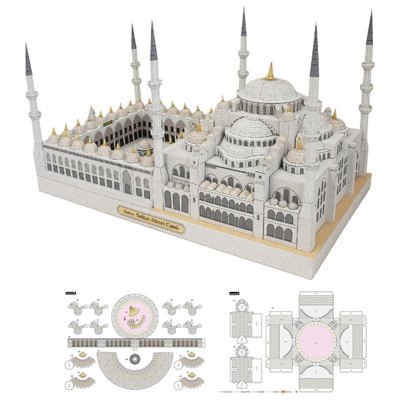 DIY Building Paper Model Kit Blue Mosque Sudan, Accurate Scale Model for Aviation Enthusiasts