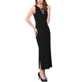 thumbnail image 4 of Vestido formal sin mangas para mujer INSPIRE CHIC, con malla y escote en V, vestido de cóctel para la noche, invitada de boda, maxi vestido M negro, 4 of 6