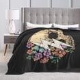 thumbnail image 4 of DouZhe Ultra-Soft Micro Fleece Lightweight Flannel Bed Blanket, Floral Rose Skull Skeleton Print Cozy Warm Throw Blankets, 60"x50", 4 of 7