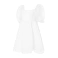 thumbnail image 4 of Txlixc Vestido casual con dobladillo grande para mujer, Estampado teñido anudado / Color sólido Cuello cuadrado Mangas abullonadas Falda de burbuja, S / M / L Txlixc Estilo de ocio, 4 of 9