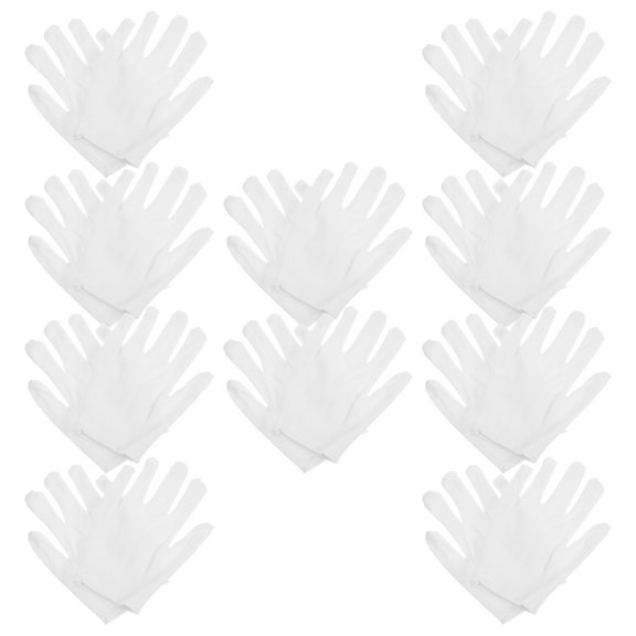 WORGEOUS 10 Pairs White Jewelry Gloves Reusable Soft Cotton Gloves Washable Jewelry Inspection Gloves for Awards Ceremonies Coin Handling Polishing