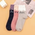 thumbnail image 6 of Women Winter Thickened Warm And Comfortable Imitation Velvet Cute Style Cartoon Cat Pattern Mid Calf Socks, 6 of 7