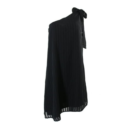 Pleated Shift Dress - Cece Black Tonal Stripes One-Shoulder Pleated Shift Dress 4