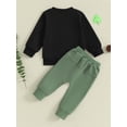 thumbnail image 4 of Suealasg Toddler Boys Ireland Festival Outfits Clothes 3M 6M 1T 2T 3T Kids Boys Long Sleeve Shamrock Print Sweatshirt Long Pants Sets Baby Boys 2Pcs Spring Fall Clothes, 4 of 9
