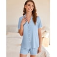 thumbnail image 5 of Ekouaer Button Up Pajamas Set for Women Short Sleeve Ribbed Knit Sleepwear 2 Piece Pjs Shorts Set, 5 of 6
