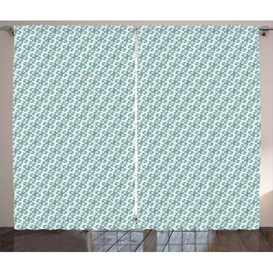 Geometric Curtains 2 Panels Set Cubes With Small Squares