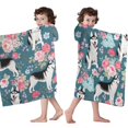 thumbnail image 4 of Husky Dog Flower Floral Hooded Bath Towel，60"x35" for Ages 3 To 12 Kids, Quick Dry Lightweight Soft Microfiber Hood Beach Towel Cover Up for Kids, 4 of 7