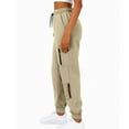 thumbnail image 5 of Lenpel Women's Cargo Sweatpants Comfy Elastic High Waisted Drawstring Workout Joggers Casual Athletic Pants with Pockets(Khaki,Large), 5 of 7
