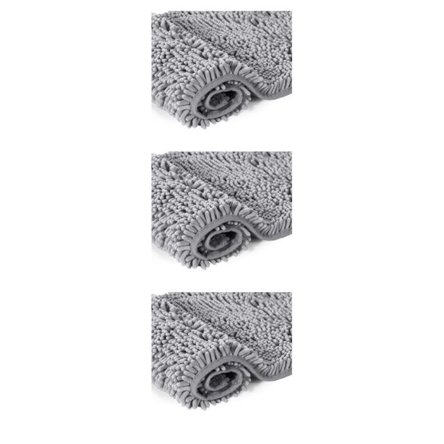 Bearachild Alfombrilla de chenilla aspirable para una limpieza y mantenimiento sin esfuerzo Agarre fuerte Absorción de fibra Gris claro 17 * 24 Type1 NO1