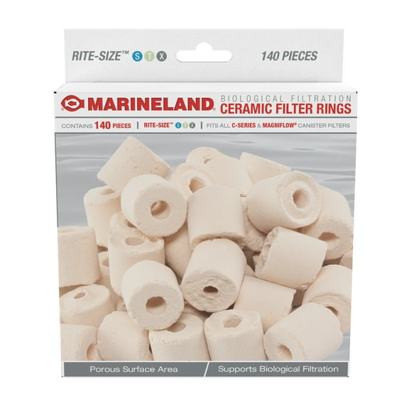 Marineland Ceramic Filter Rings, Biological Aquarium Filtration, C-Series and Magniflow,140 Count