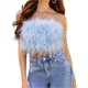 thumbnail image 2 of VISgogo Tops de tubo para mujer, decoración peluda de color sólido para adultos sin mangas con hombros descubiertos y espalda descubierta, tops cortos ajustados VISgogo moda, 2 of 9