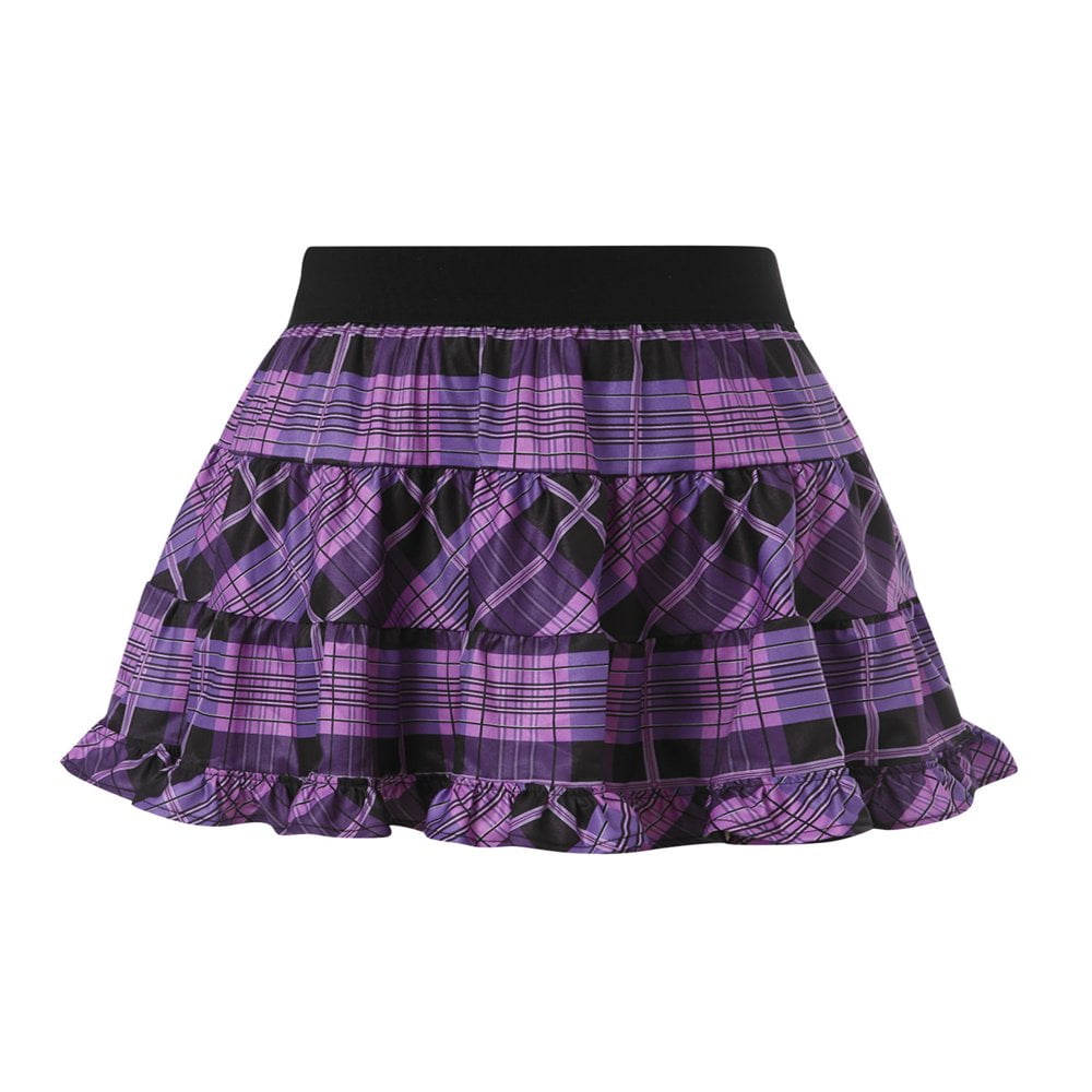 Women High Waisted Short A-line Flare Gothic Mini Plaid Pleated