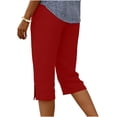 thumbnail image 4 of SBYOJLPB Shorts for Women Summer Solid Color Loose Straight Leg Pants with Pockets Side Slit Buttons Short Pants, 4 of 5