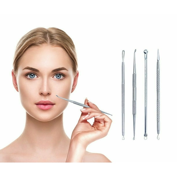 Blackhead Comedone Extractor Kit Acne Pimple Remover Tool Stainless Steel 4 PCs