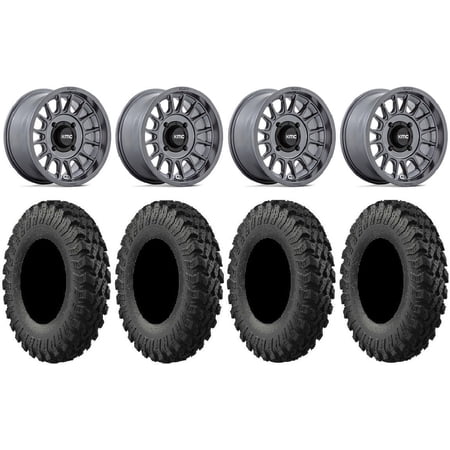 KMC Impact 15" Wheels Anthracite 35" MotoRally Tires Kawasaki Teryx Mule