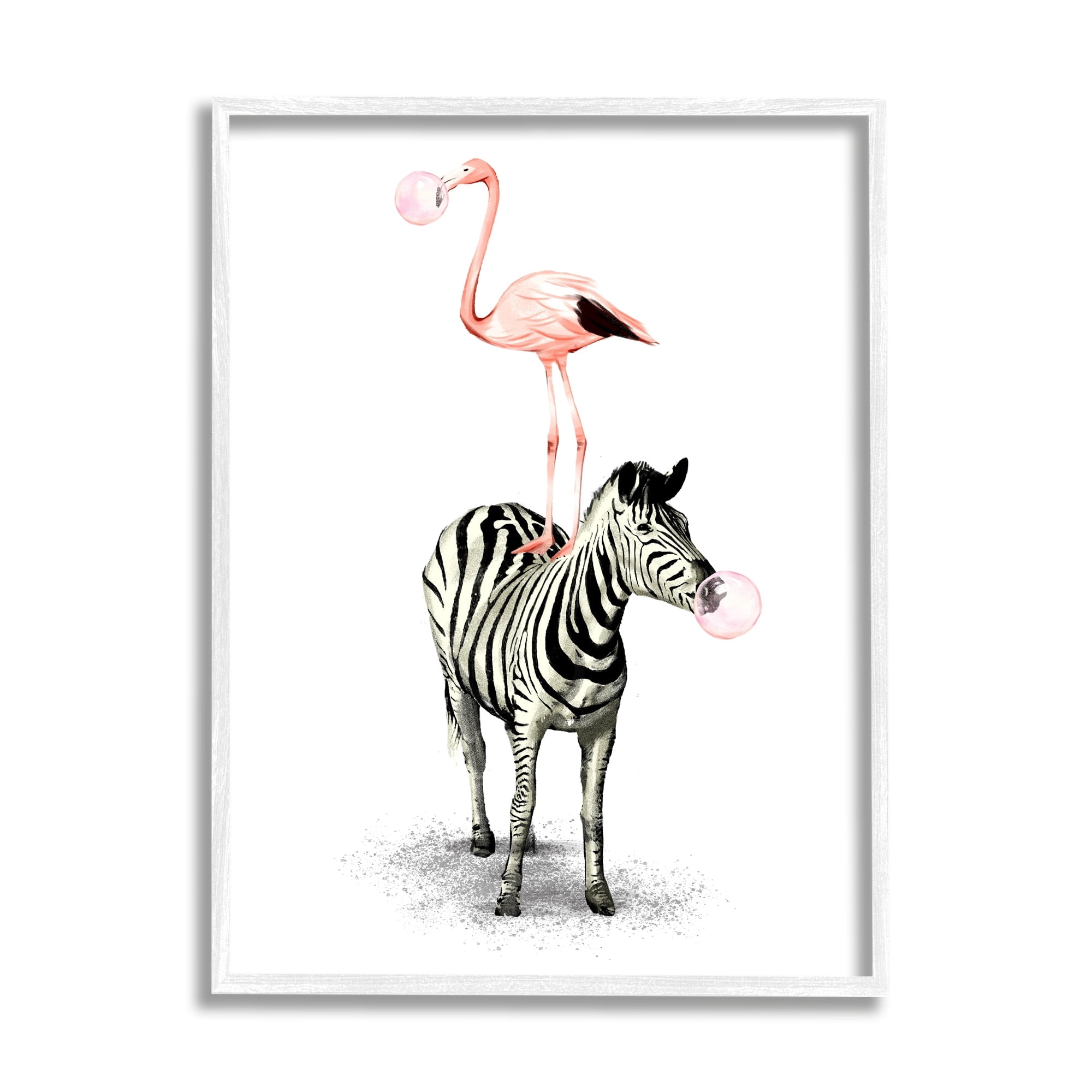 Stupell Industries Zebra Flamingo Safari Animal Stack Pink Bubble Gum, 16 x 20, Design by Ziwei Li