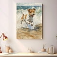thumbnail image 4 of Funny Dog on Beach Canvas Wall Art, Wire Fox Terrier Dog Picture Ocean Artwork for Bathroom Bedroom Living Room, Art Decor 8x12 Inches, 4 of 6