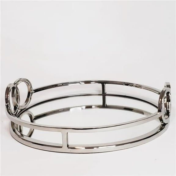 Jiallo 72407 Luxury Silver Stainless Steel Round vanity tray with mirror 11'