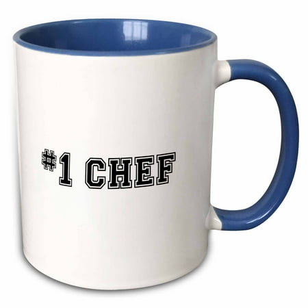 3dRose #1 Chef - Number One Best Chef - black text - gifts for good professional cooks or fans of cooking - Two Tone Blue Mug,