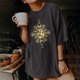 thumbnail image 1 of Puntoco Blusa de manga corta con estampado de calavera, sol y luna, estilo vintage, para mujer Puntoco Puntoco-3073, 1 of 9