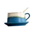 thumbnail image 2 of Taza de café de cerámica de 280 ml para decoración del hogar, ideal para comer o para regalar en la cocina. Azul amarillo, 2 of 9