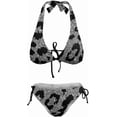 thumbnail image 4 of SKQIT Women's Leopard Print Bikini Halter V Neck Bikini Tie Side 2 Piece Bathing Suit Sexy Swimsuit Swimwear, 4 of 6