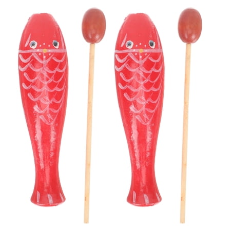 Masteelf Wooden Fish Maracas for Kids Use Durable Synthetic Material Red Color Creates Joyful Sounds 2 Pairs