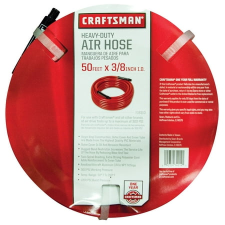 Craftsman 50 ft. L x 3/8 in. Dia. PVC Air Hose 300 psi Red