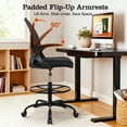 thumbnail image 5 of COOLHUT Tall Office Chair 400lbs with Footrest Ring, Standing Desk Chair with Flip-up Armrests, Adjustable Swivel Rolling Mesh Standing Desk Stool with Lumbar Support for Adults, Black, 5 of 12