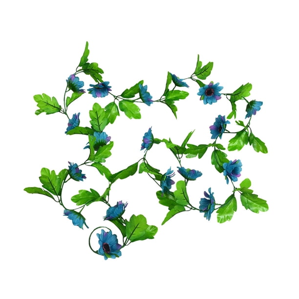 Guirnalda de girasol artificial de 18 cabezas, simulación de flores, vid, colgante de pared, plástico, flor falsa, ratán, azul oscuro seitruly HA8325-05B
