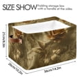 thumbnail image 4 of WOBOGO Golden Flower Square Storage Basket with Waterproof Canvas and PE Lining Durable PU Leather Handles 14.2×10.2×8.3in, 4 of 9