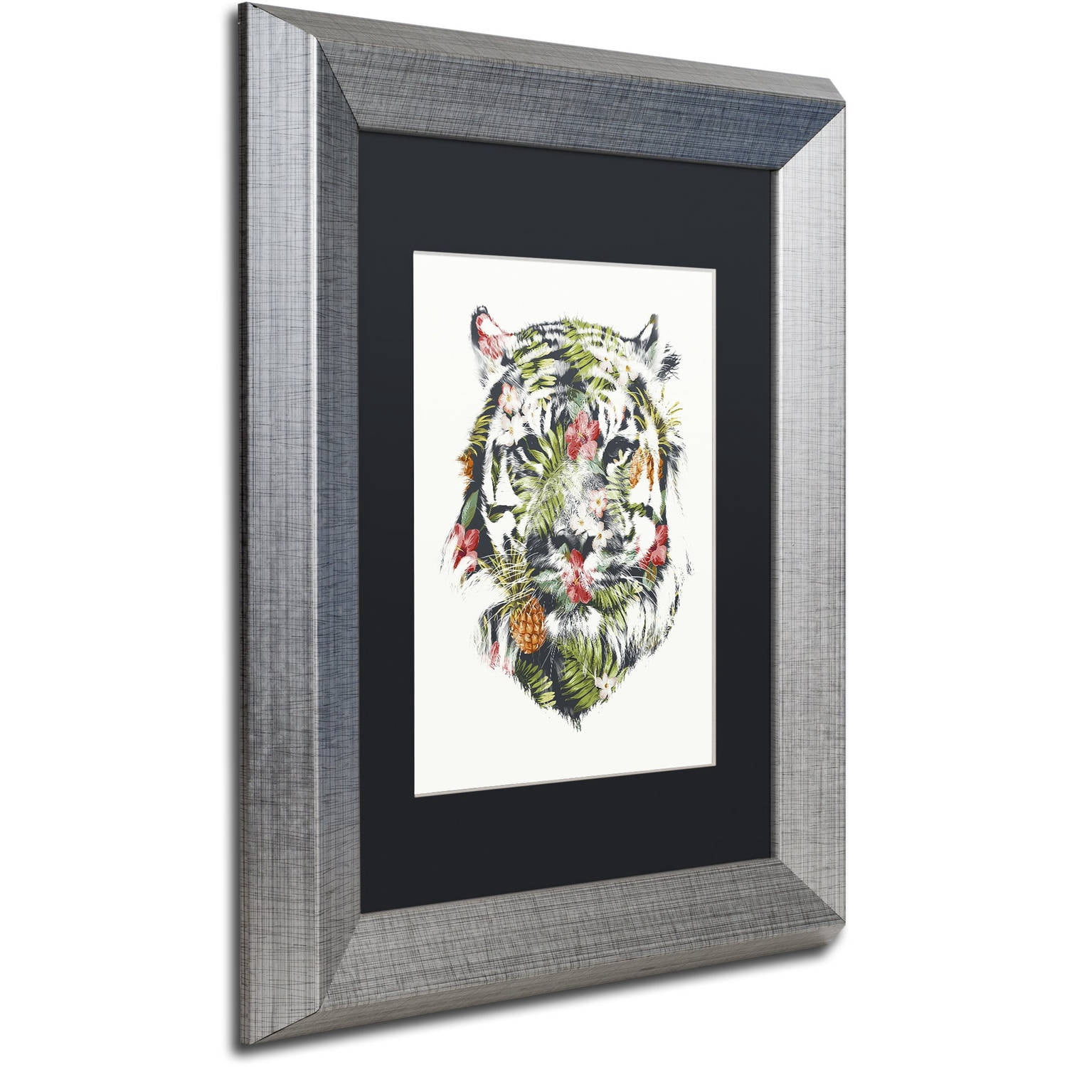 Trademark Fine Art 'Tropical Tiger' Canvas Art by Robert Farkas, Black Matte, Silver Frame