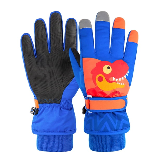 Jumpingount Guantes de esquí cálidos de invierno de dibujos animados, opción resistente al viento e impermeable para niños, guantes de esquí guantes y mitones azul zafiro SG