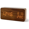 thumbnail image 1 of Rawiri Reloj despertador digital de mesa LED fecha humedad temperatura aspecto madera reloj de pie decoración alarma, 1 of 6