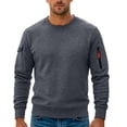 thumbnail image 2 of AnuYalue Mens Cargo Sweatshirt Athletic Long Sleeve Pullover Casual Crewneck Soild Color Tops with Zipper Pocket, 2 of 8