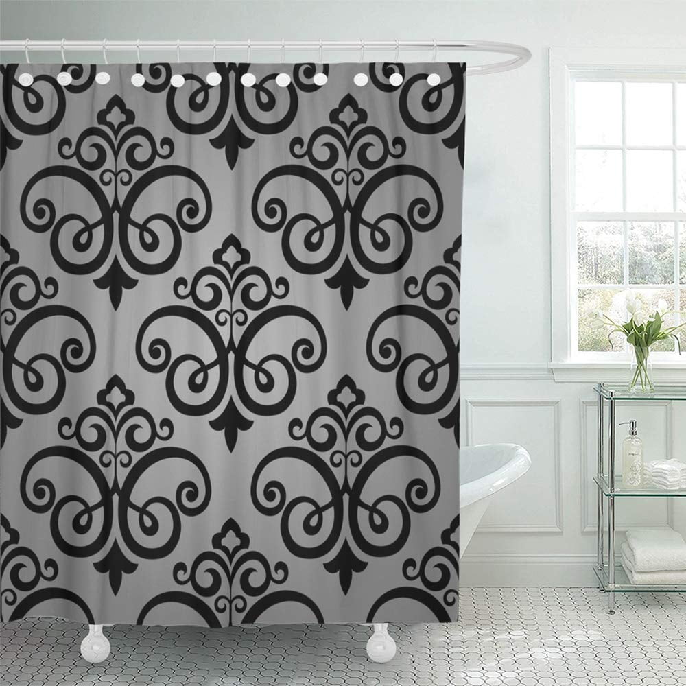 KSADK Abstract Floral Pattern Baroque Damask Black Curtains Delicate ...